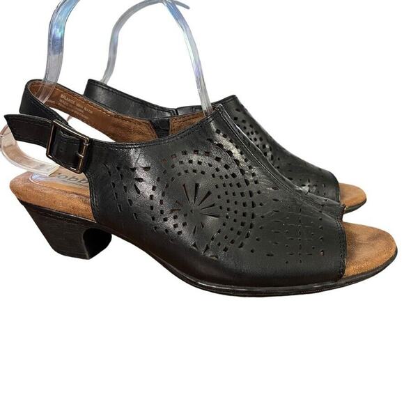 Cobb Hill New Balance Ainsley Womens Black Chunky Heel Leather Sandals Shoes 8 - Picture 1 of 16